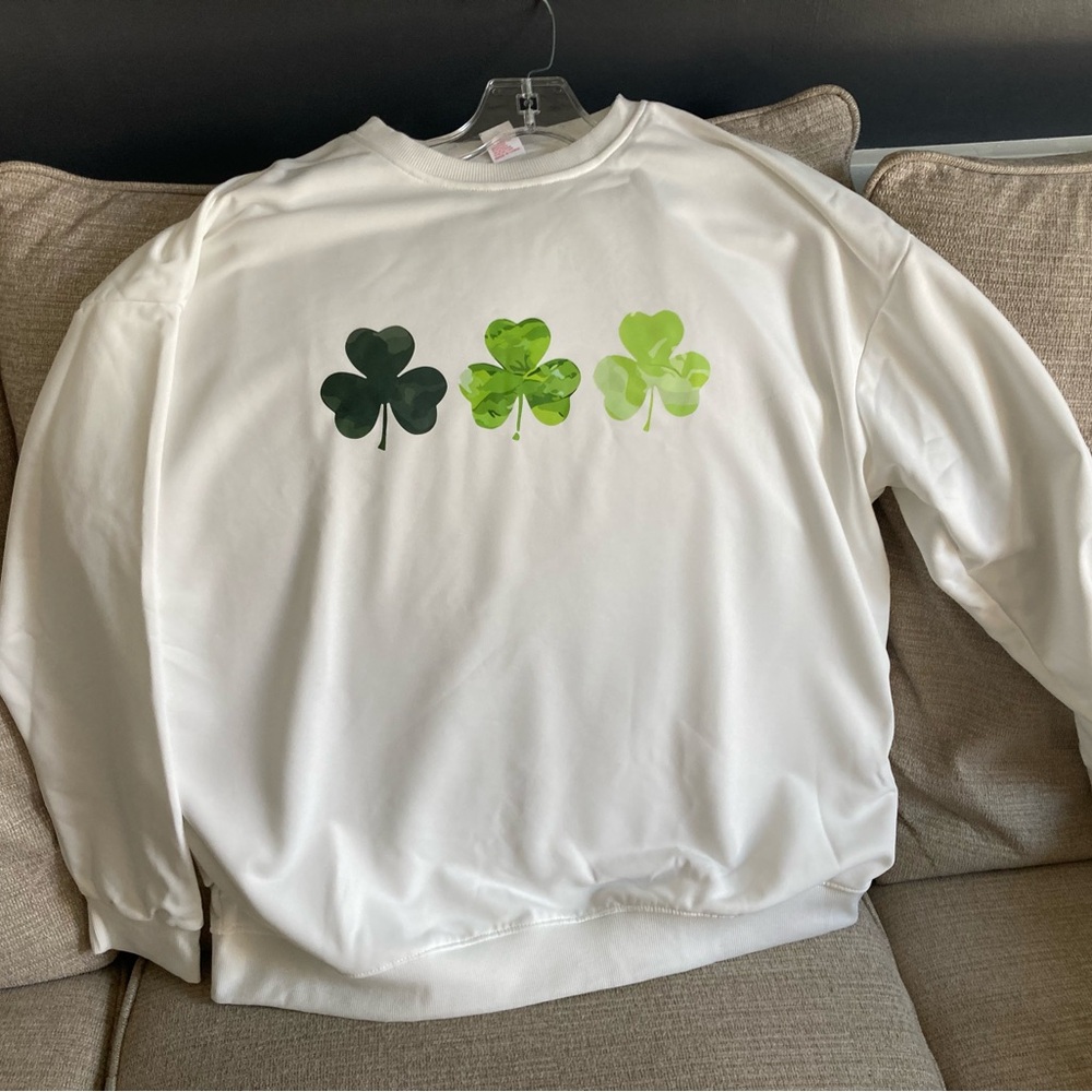White and Green Shamrock Sweatshirt